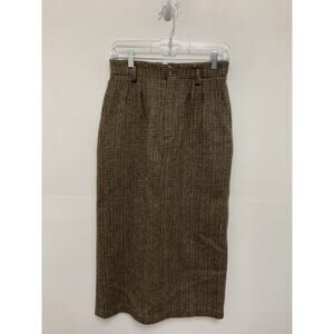 Vintage J Crew Outfitters Women's 6 Brown 100% Wool Maxi Pencil Skirt
